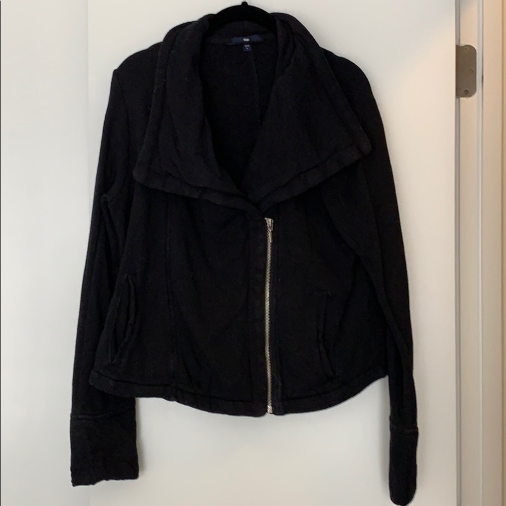 Black asymmetrical crop jacket